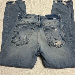 MOTHER The Tomcat Ankle Crop Denim Jeans High Rise Button Fly Light Wash Size 26